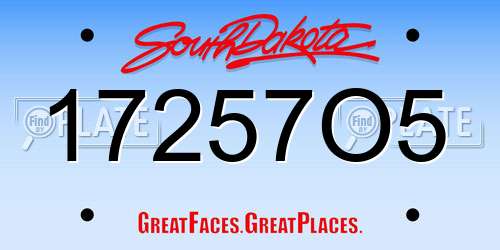17257O5 South Dakota License Plate