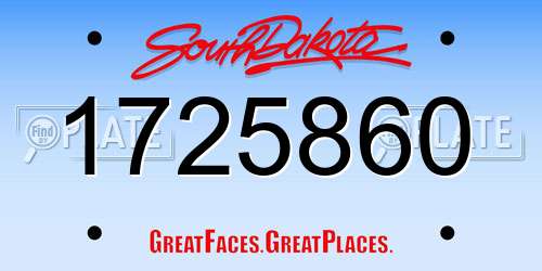 1725860 South Dakota License Plate