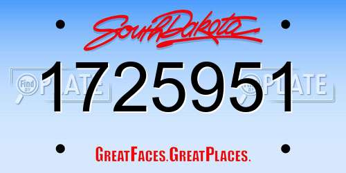 1725951 South Dakota License Plate