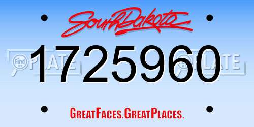 1725960 South Dakota License Plate