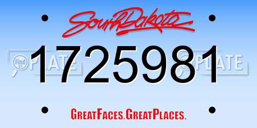 1725981 South Dakota License Plate