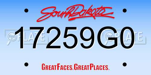 17259G0 South Dakota License Plate
