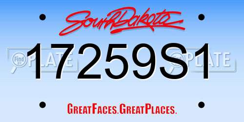 17259S1 South Dakota License Plate