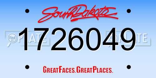 1726049 South Dakota License Plate