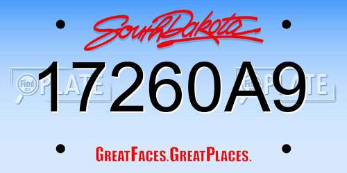 17260A9 South Dakota License Plate
