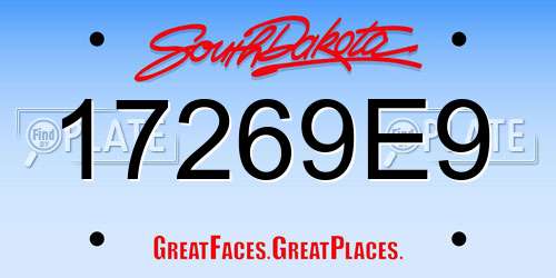 17269E9 South Dakota License Plate
