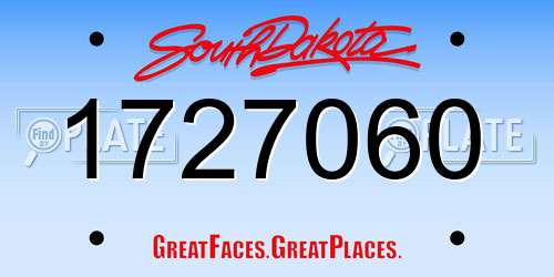1727060 South Dakota License Plate