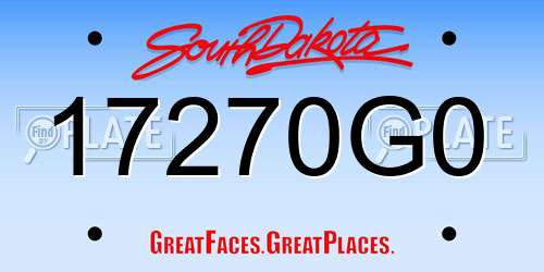 17270G0 South Dakota License Plate