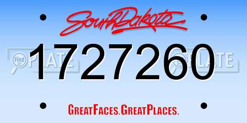 1727260 South Dakota License Plate