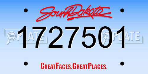 1727501 South Dakota License Plate