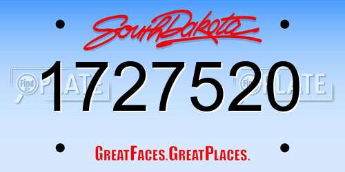 1727520 South Dakota License Plate