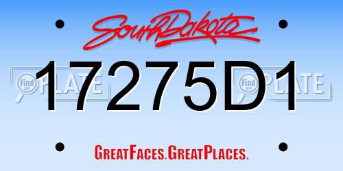 17275D1 South Dakota License Plate