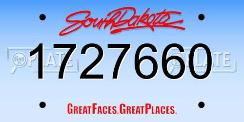 1727660 South Dakota License Plate