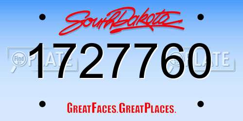1727760 South Dakota License Plate