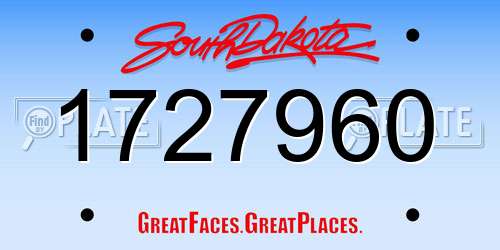 1727960 South Dakota License Plate