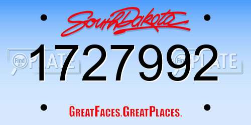 1727992 South Dakota License Plate