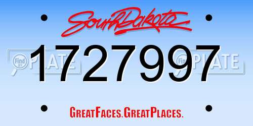 1727997 South Dakota License Plate