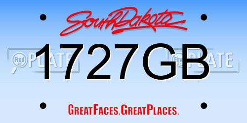1727GB South Dakota License Plate