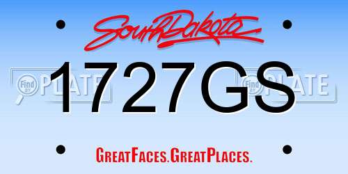 1727GS South Dakota License Plate