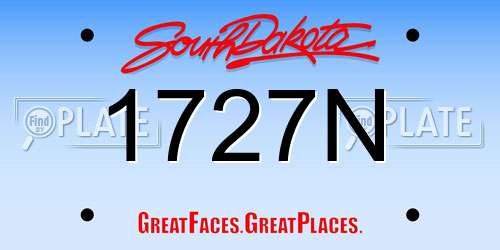 1727N South Dakota License Plate