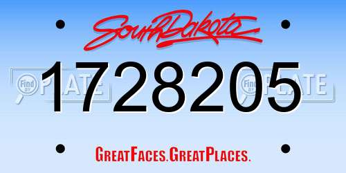 1728205 South Dakota License Plate