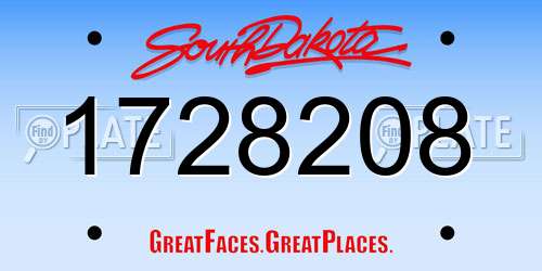1728208 South Dakota License Plate