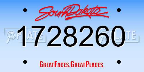 1728260 South Dakota License Plate