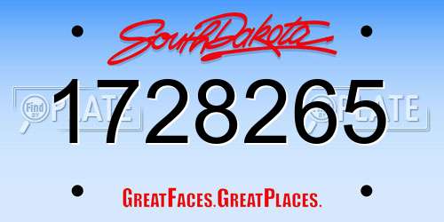 1728265 South Dakota License Plate