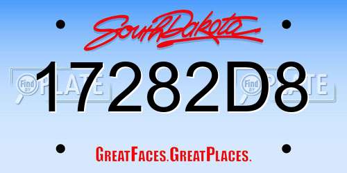 17282D8 South Dakota License Plate