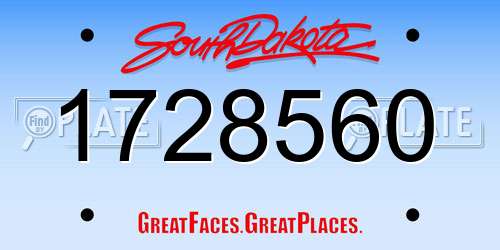 1728560 South Dakota License Plate