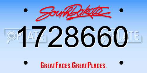 1728660 South Dakota License Plate