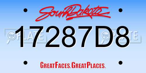 17287D8 South Dakota License Plate