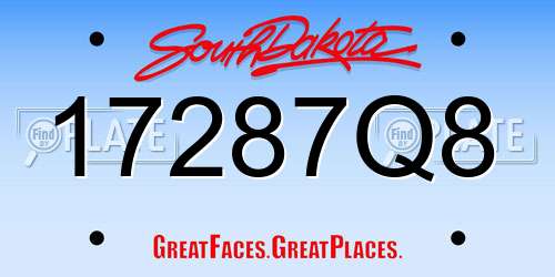 17287Q8 South Dakota License Plate