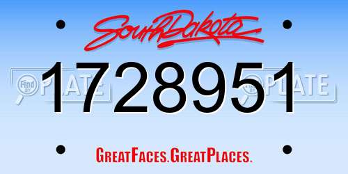 1728951 South Dakota License Plate