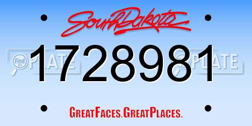 1728981 South Dakota License Plate