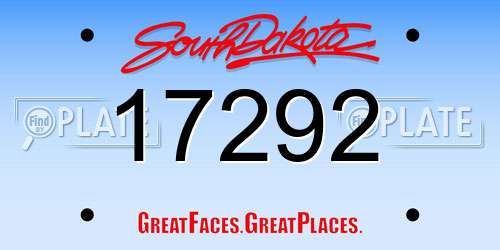 17292 South Dakota License Plate