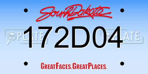 172D04 South Dakota License Plate