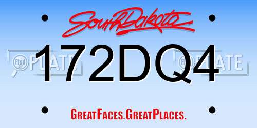 172DQ4 South Dakota License Plate