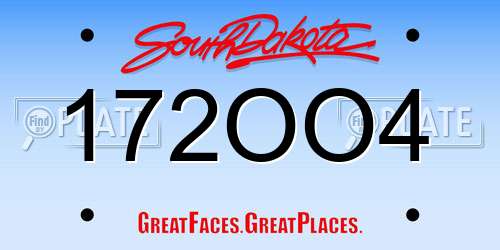 172OO4 South Dakota License Plate