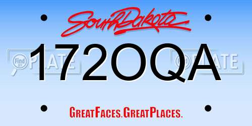 172OQA South Dakota License Plate