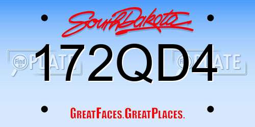 172QD4 South Dakota License Plate