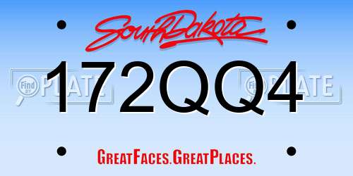 172QQ4 South Dakota License Plate