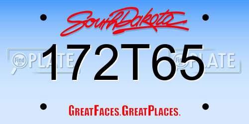 172T65 South Dakota License Plate