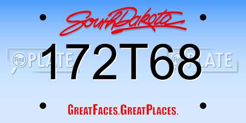 172T68 South Dakota License Plate