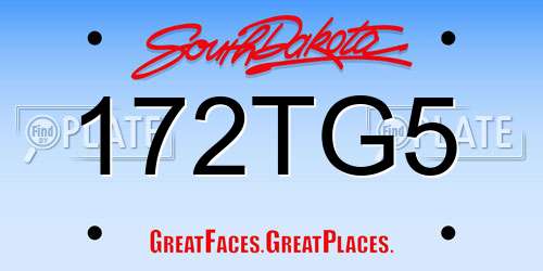 172TG5 South Dakota License Plate