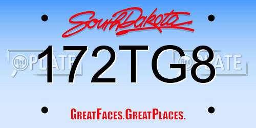 172TG8 South Dakota License Plate
