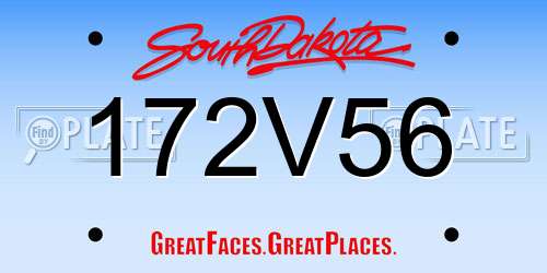 172V56 South Dakota License Plate