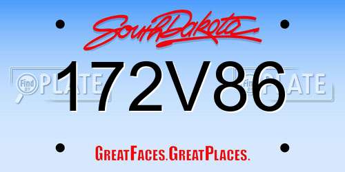 172V86 South Dakota License Plate