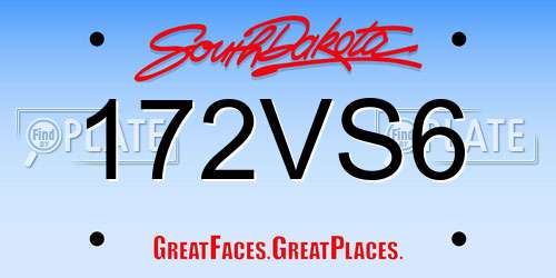 172VS6 South Dakota License Plate
