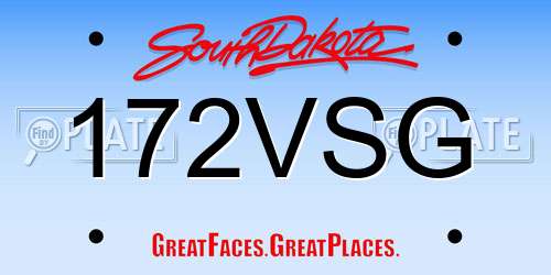 172VSG South Dakota License Plate